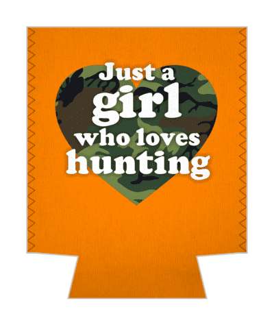orange camouflage heart just a girl who loves hunting stickers, magnet