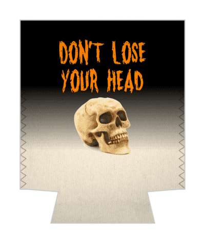 orange dont lose your head on halloween skull joke stickers, magnet