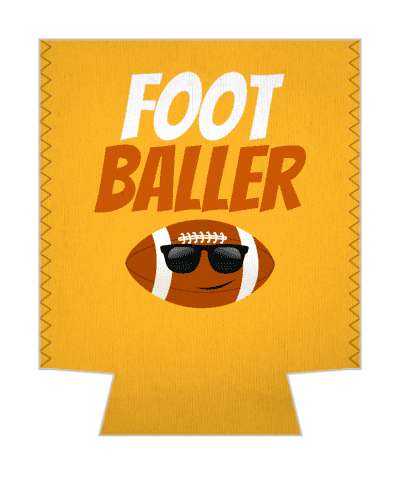 orange footballer cartoon smile face with shades wordplay football stickers, magnet