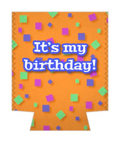 orange fun its my birthday multicolor confetti stickers, magnet