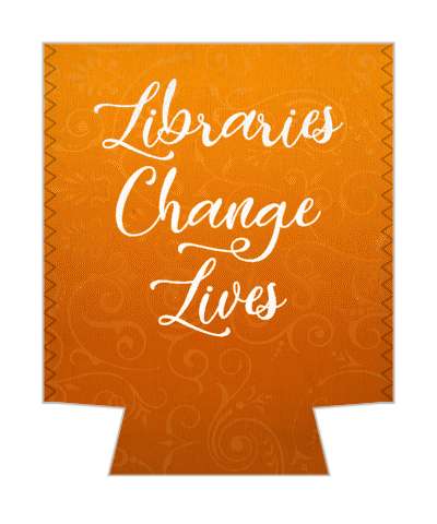 orange gradient libraries change lives stickers, magnet