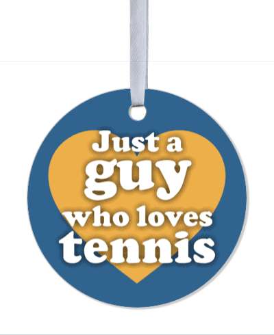 orange heart just a guy who loves tennis casual stickers, magnet