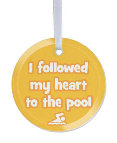 orange i followed my heart to the pool swimmer saying stickers, magnet