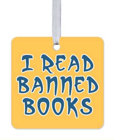 orange i read banned books stickers, magnet
