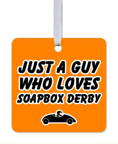 orange just a guy who loves soapbox derby casual stickers, magnet