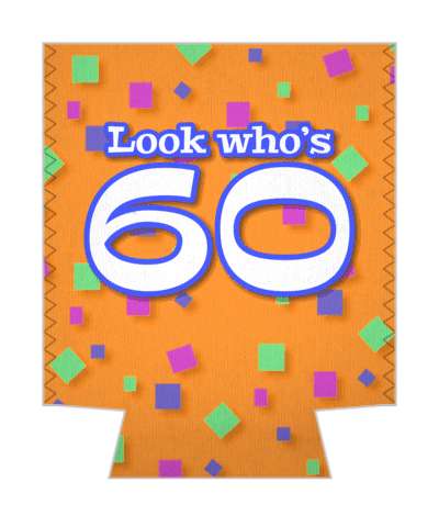 orange look whos 60 confetti 60th birthday stickers, magnet