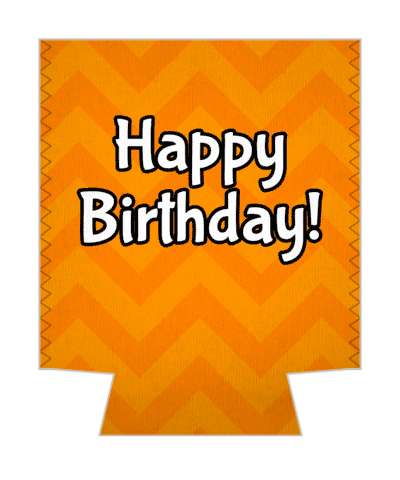 orange party happy birthday chevron stickers, magnet
