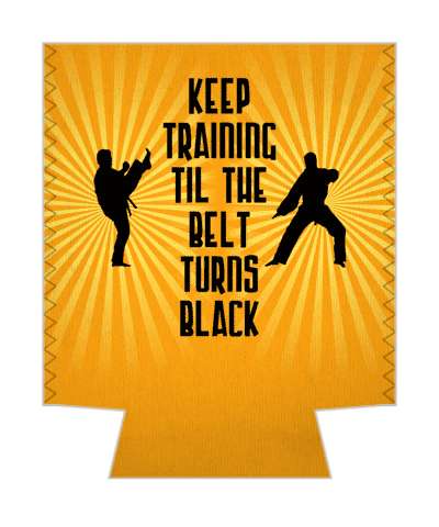 orange rays martial arts silhouettes keep training til the belt turns black stickers, magnet