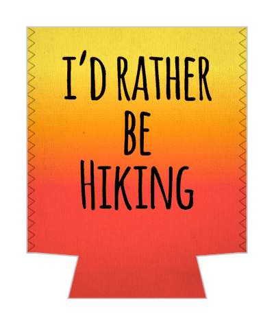 orange red gradient id rather be hiking stickers, magnet