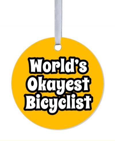 orange white funny worlds okayest bicyclist stickers, magnet