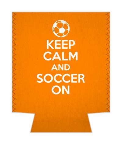 orange white keep calm and soccer on sports parody stickers, magnet