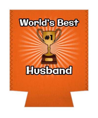 orange worlds best husband trophy number one stickers, magnet