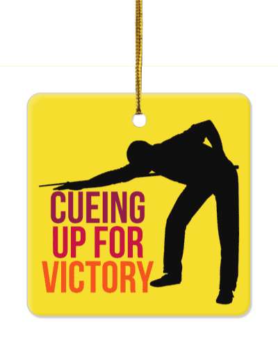 orange yellow cueing up for victory pool player silhouette stickers, magnet