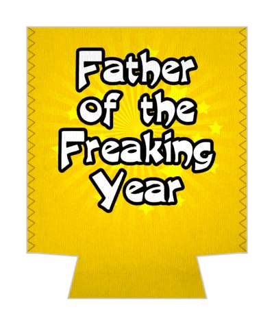 orange yellow father of the freaking year stickers, magnet