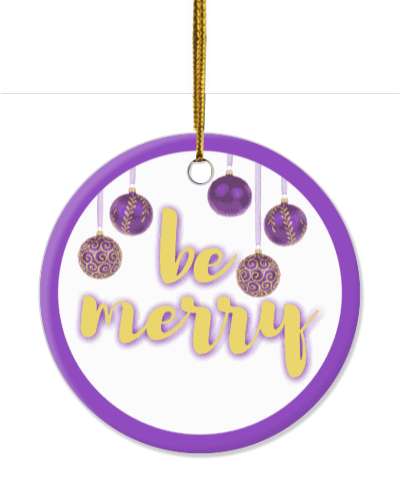 ornaments bulb be merry purple border stickers, magnet