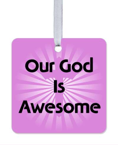 our god is awesome jesus christ cross light rays purple stickers, magnet