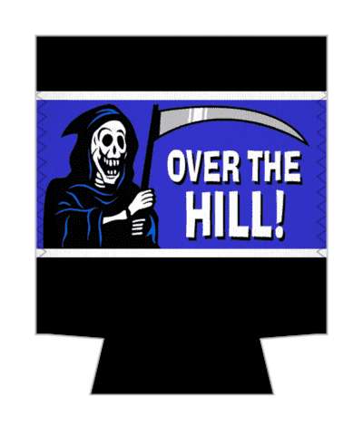 over the hill reaper scythe funny birthday stickers, magnet