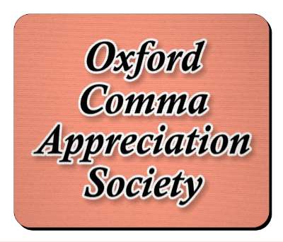 oxford comma appreciation society english humor stickers, magnet