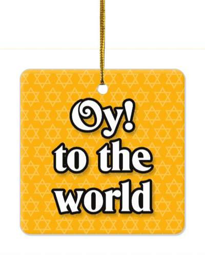 oy to the world pun star of david pattern orange stickers, magnet