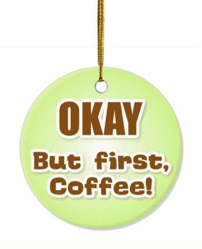 pale green gradient okay but first coffee stickers, magnet