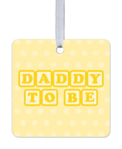 pale yellow daddy to be baby letter blocks polka dot stickers, magnet