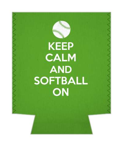 parody sports keep calm and softball on green white stickers, magnet