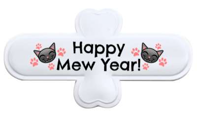 paw prints cat lover happy mew year stickers, magnet