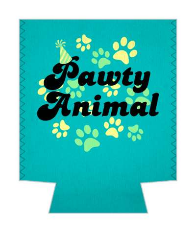 pawty animal pets party wordplay birthday hat paws pun stickers, magnet