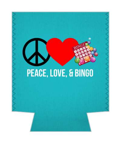 peace love and bingo symbols heart teal stickers, magnet