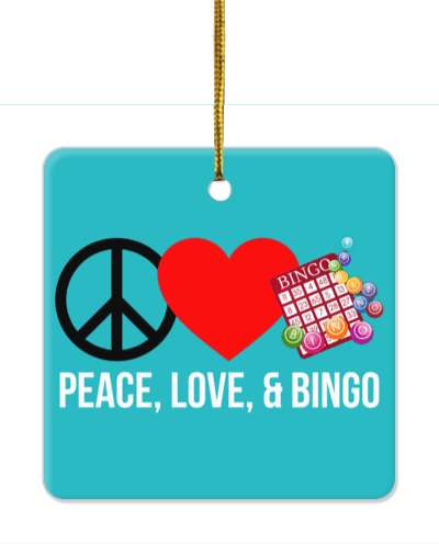 peace love and bingo symbols red heart stickers, magnet