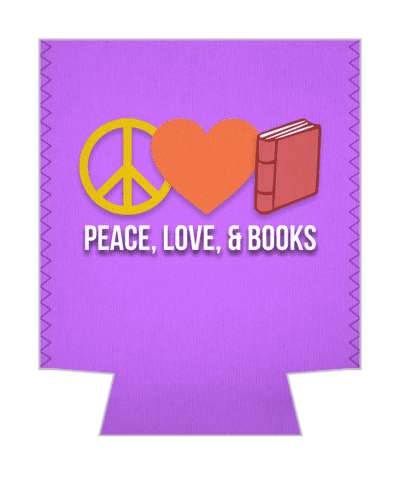 peace love and books purple symbols heart stickers, magnet