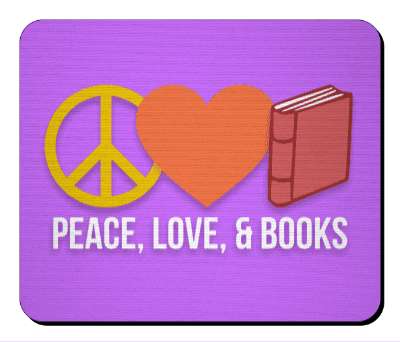 peace love and books symbols reading stickers, magnet