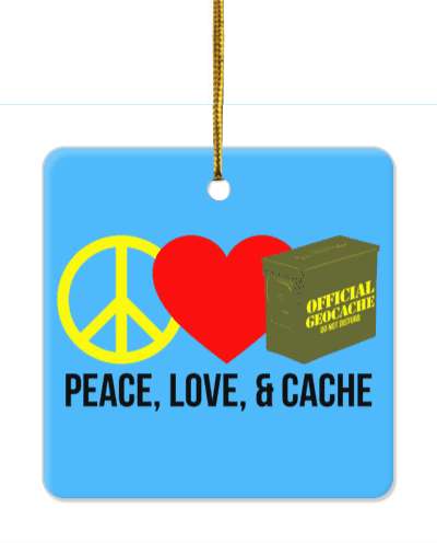peace love and cache geocaching symbols red heart blue stickers, magnet