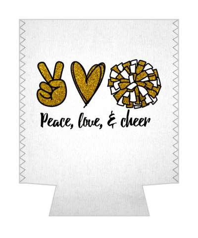 peace love and cheer cheerleader hand sign heart pom pom stickers, magnet