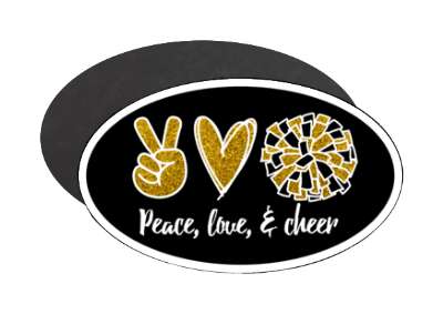 peace love and cheer heart pom pom hand sign stickers, magnet