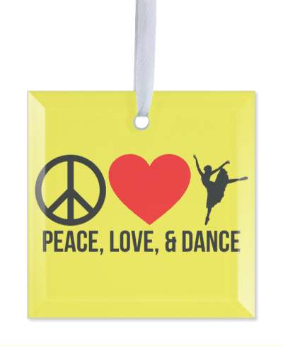 peace love and dance symbols silhouettes yellow red heart stickers, magnet