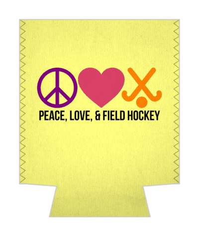 peace love and field hockey symbols heart crossed sticks and ball stickers, magnet