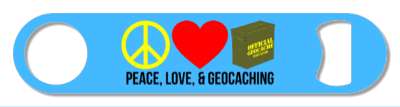 peace love and geocaching box heart fan stickers, magnet
