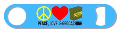 peace love and geocaching box heart fan stickers, magnet