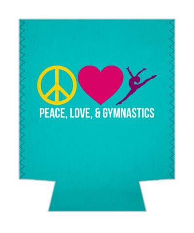 peace love and gymnastics aqua stickers, magnet