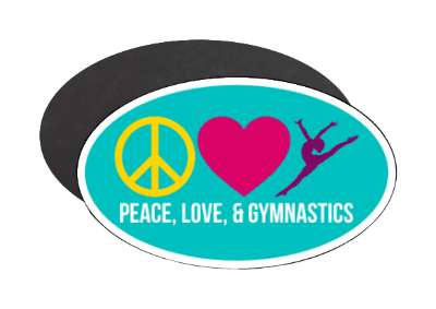 peace love and gymnastics silhouette stickers, magnet