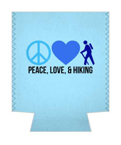 peace love and hiking heart blue symbols hiker stickers, magnet