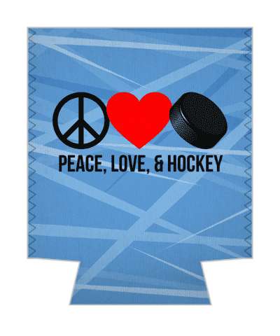 peace love and hockey puck heart ice pattern stickers, magnet
