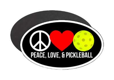 peace love and pickleball red heart three symbols stickers, magnet