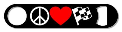 peace love and racing checkered flag white black red heart stickers, magnet