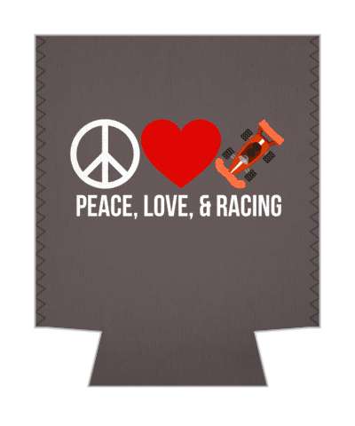 peace love and racing red heart racecar stickers, magnet