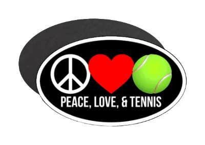 peace love and tennis red heart tennisball black stickers, magnet