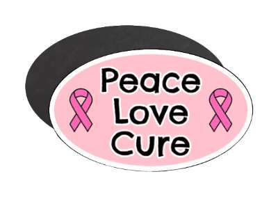 peace love cure pink awareness ribbon breast cancer awareness stickers, magnet