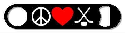 peace love hockey crossed sticks puck stickers, magnet