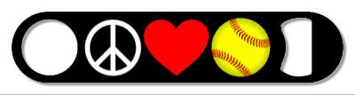 peace love softball red heart symbols stickers, magnet